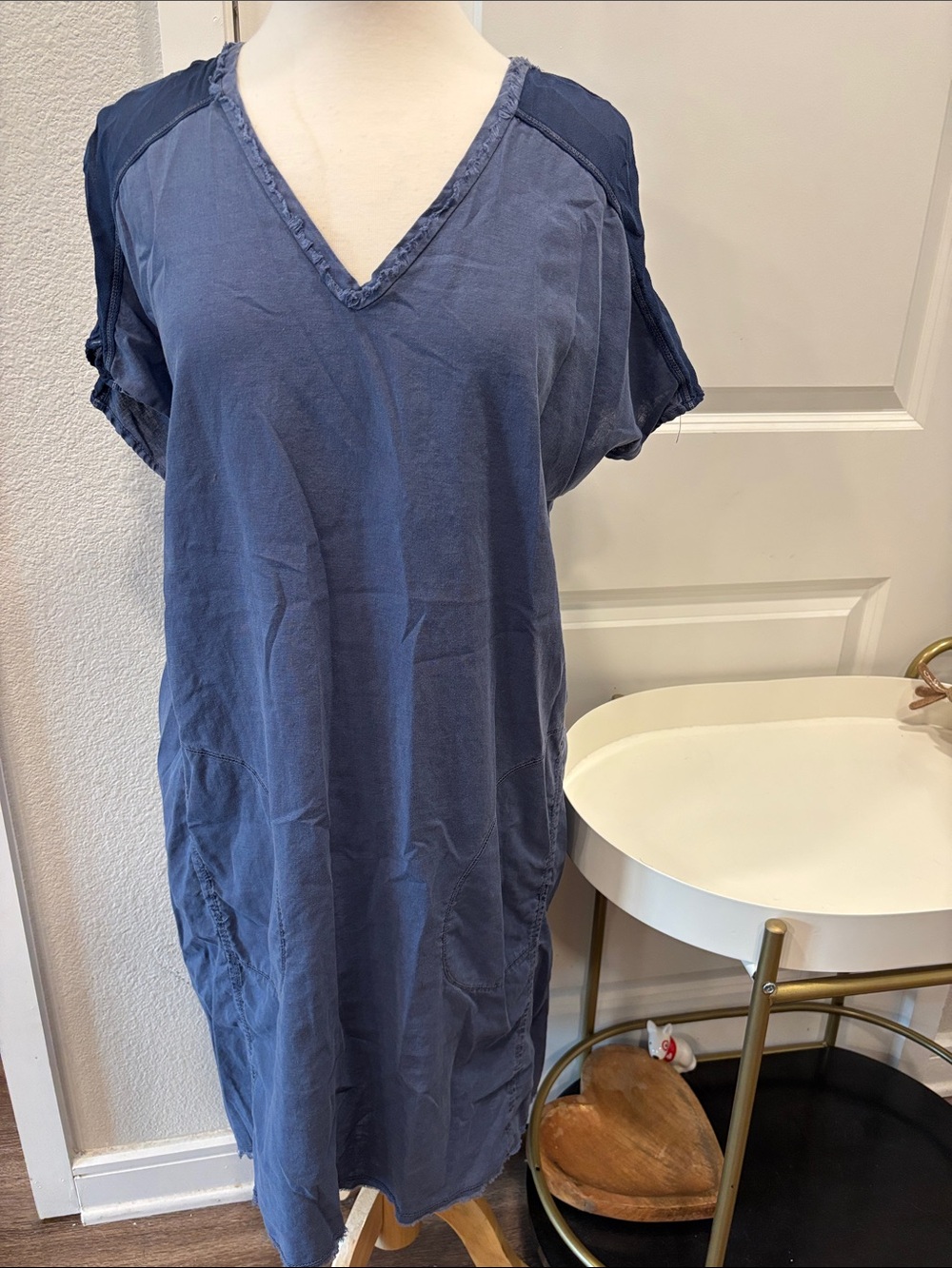 EUC Wearables Casual Blue V-Neck Maxi Dress